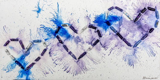 Purple Trio Heart Crayon Melt Print 8.5" x 11"