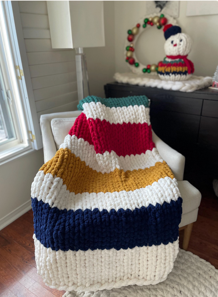 HANDKNIT PATTERN ~ "Thick" Explorer Blanket Pattern ~ Chunky Chenille ~ Off By Heart Design ~ DIY