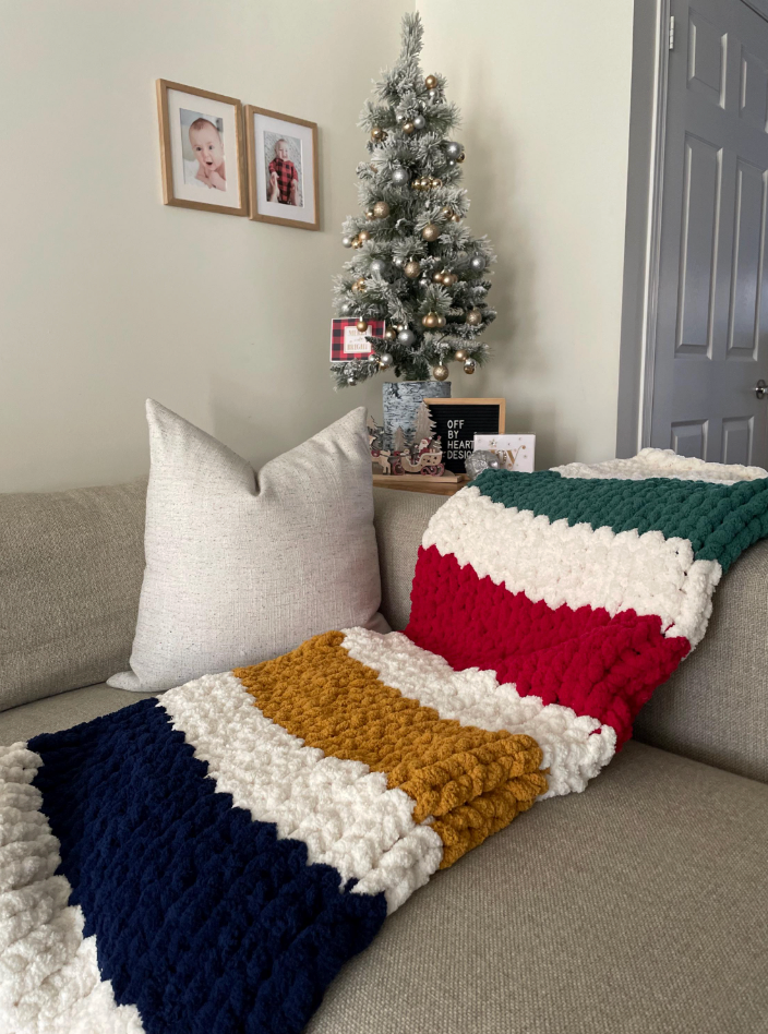 HANDKNIT PATTERN ~ "Thick" Explorer Blanket Pattern ~ Chunky Chenille ~ Off By Heart Design ~ DIY