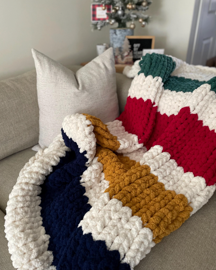 HANDKNIT PATTERN ~ "Thick" Explorer Blanket Pattern ~ Chunky Chenille ~ Off By Heart Design ~ DIY