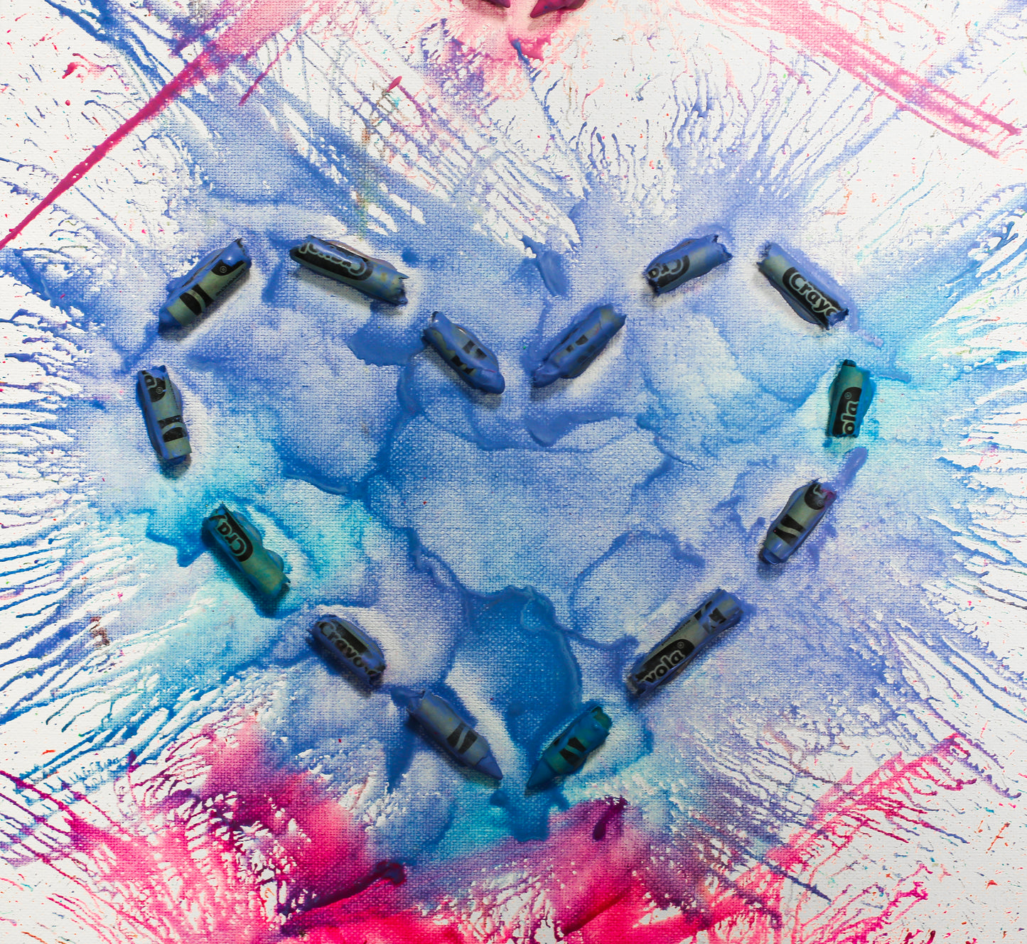 Blue Heart Crayon Melt Print 8.5" x 11"