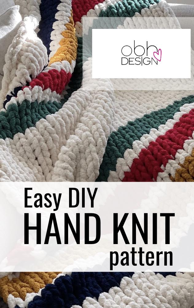 KNITTING PATTERN ~ Hudson Bay Blanket Pattern ~ Chunky Chenille ~ Off By Heart Design ~ DIY