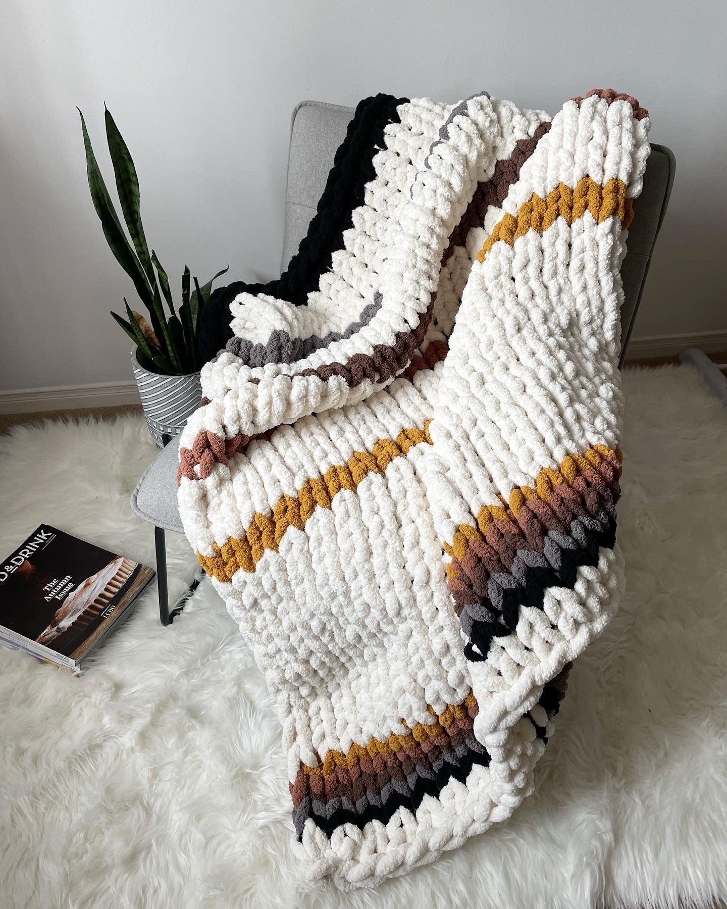 Hand Knit Chunky Throw Blanket: Cozy Polyester Blanket (40x60)