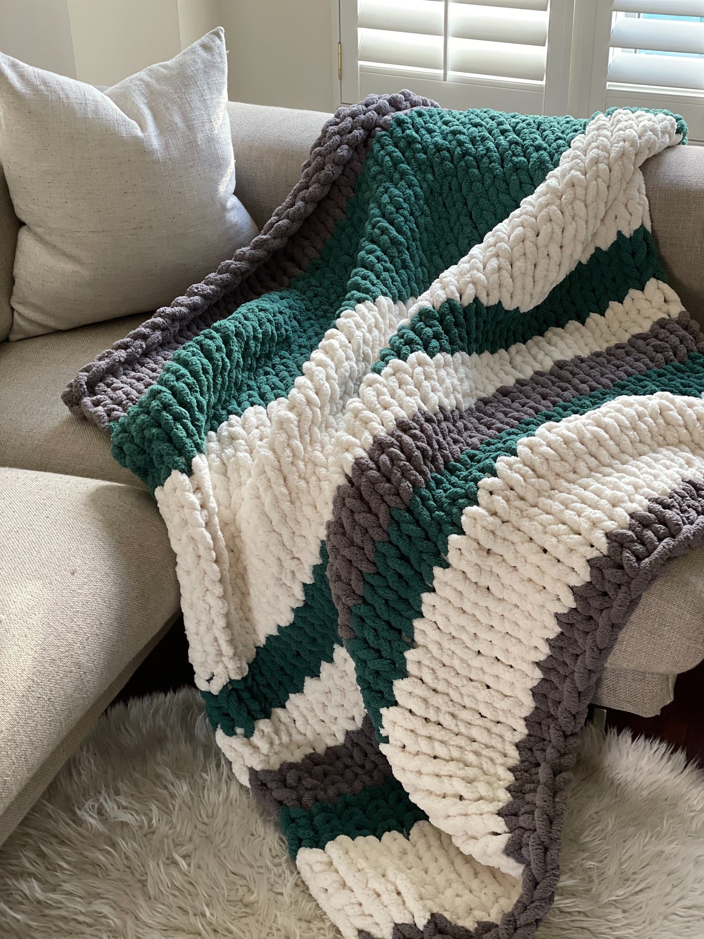 Chunky Chenille Blanket Pattern: Finger Knit DIY Throw (PDF Pattern)