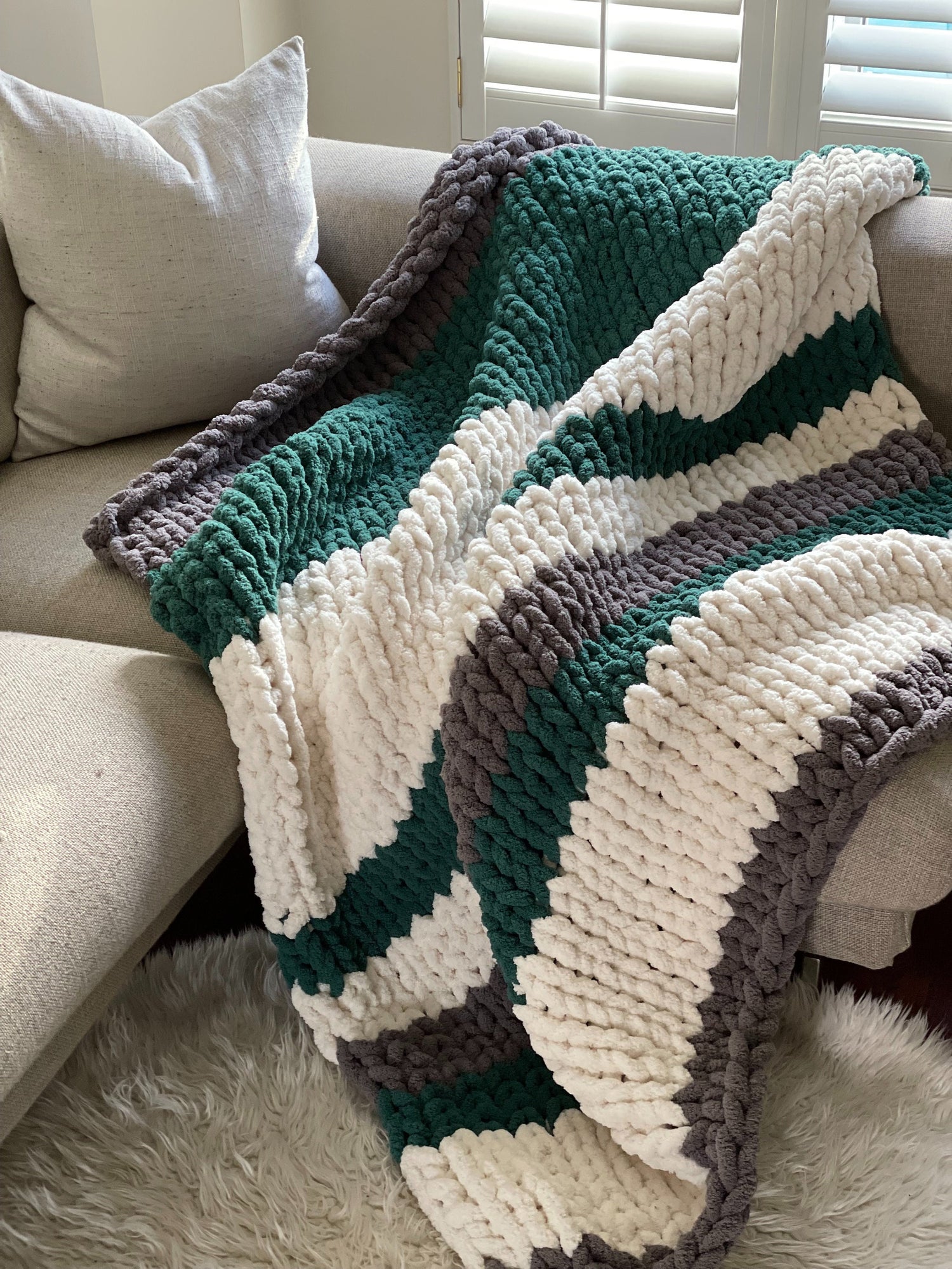 Chunky Chenille Blanket Pattern: Finger Knit DIY Throw (PDF Pattern)