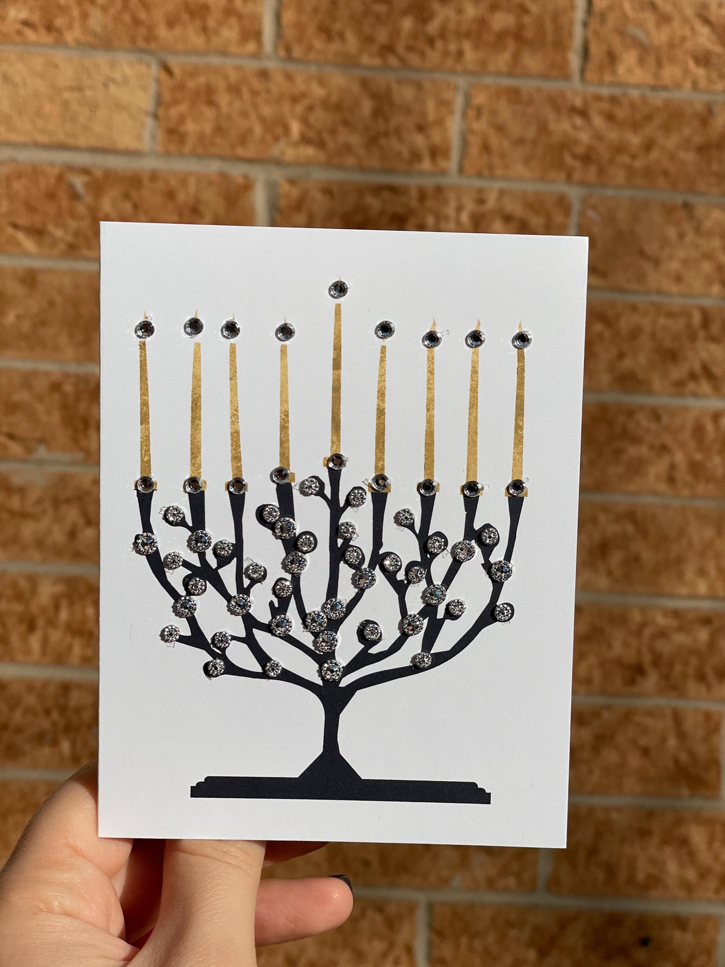 Handmade Hanukkah Card with Elegant Menorah Design | Unique Jewish Holiday Greeting Card
