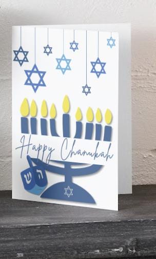 Happy Hanukkah Card | Menorah Printable Jewish Holiday (PDF)