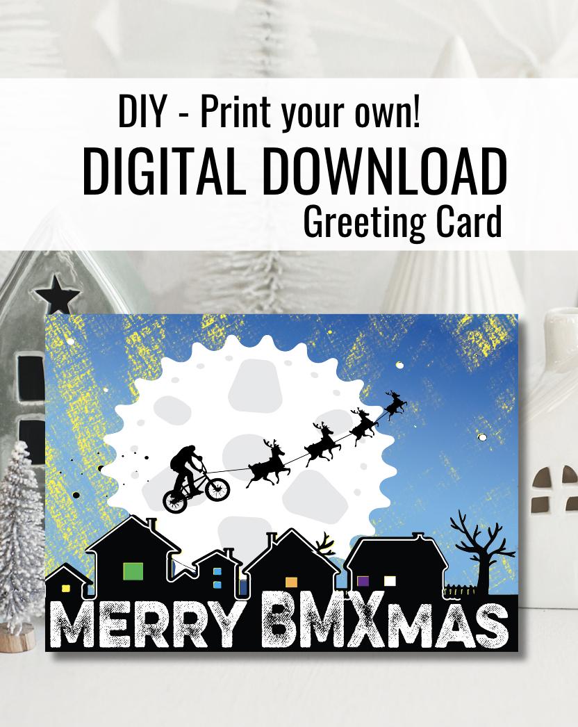 Digital Download Merry BMXmas Christmas Card | BMX-Themed Holiday Printable Greeting Card