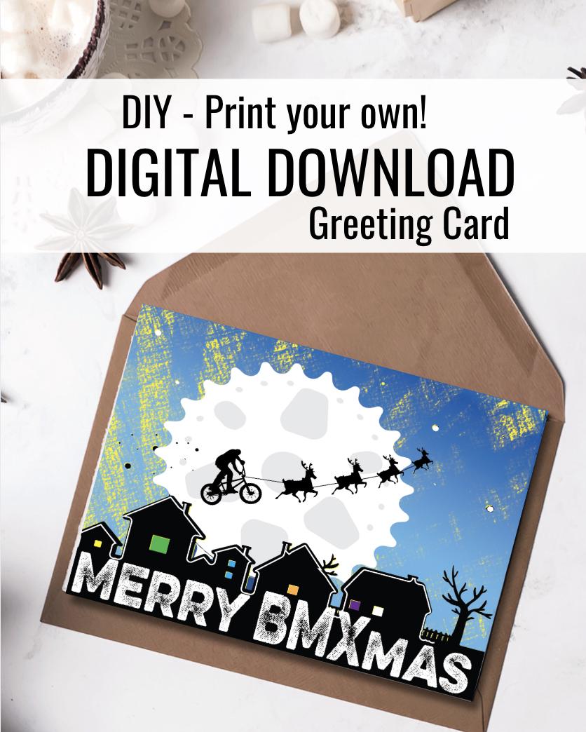 Digital Download Merry BMXmas Christmas Card | BMX-Themed Holiday Printable Greeting Card