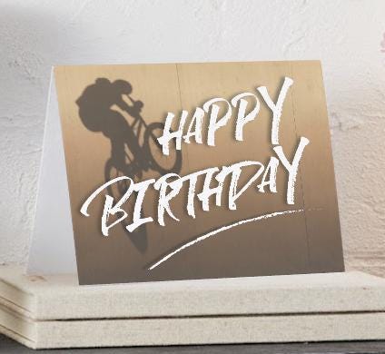 Digital Download BMX Rider Birthday Card: Printable Greeting Card (PDF)