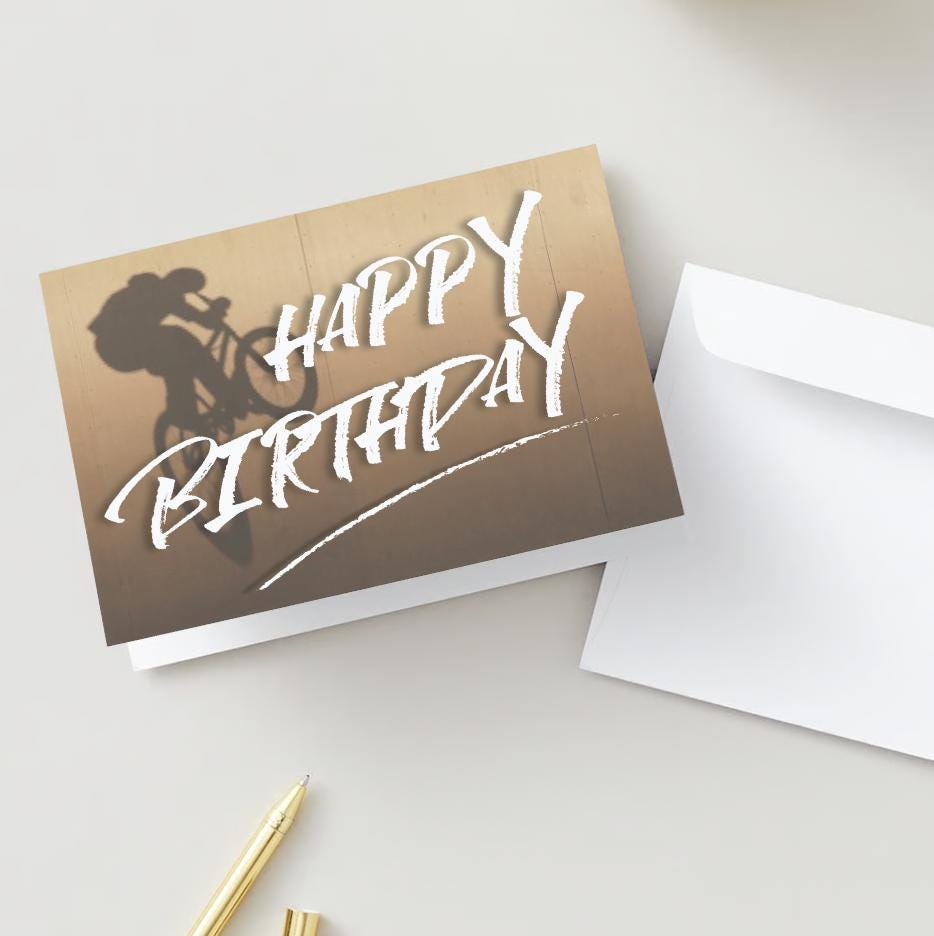 Digital Download BMX Rider Birthday Card: Printable Greeting Card (PDF)