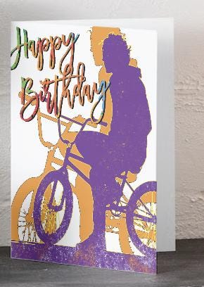 Digital Download BMX Rider Birthday Card: Printable Greeting Card (PDF)