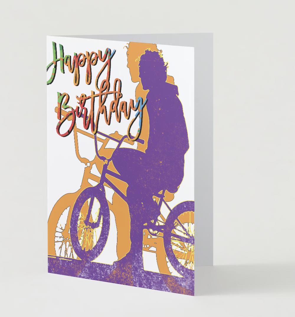 Digital Download BMX Rider Birthday Card: Printable Greeting Card (PDF)