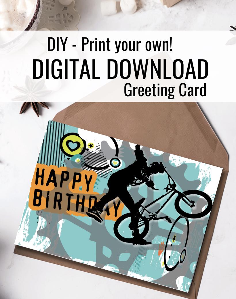 Digital Download BMX Birthday Card: Sprocket Design (PDF Printable)