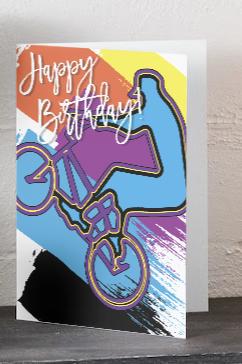 Digital Download BMX Birthday Card: Wheelie Design Printable (PDF)