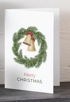 Rustic Christmas Bells Wreath Card | Printable & Editable Canva Template Holiday Card (PDF)