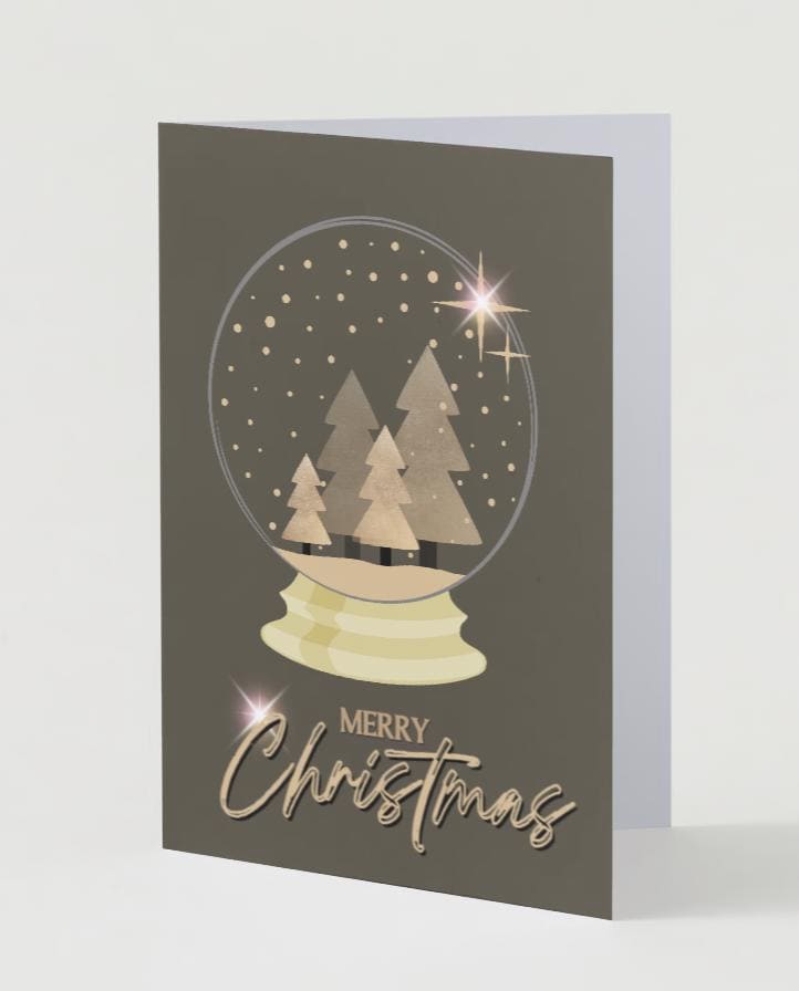 Merry Christmas Snow Globe Greeting Card |  PRINTABLE | DIGITAL DOWNLOAD