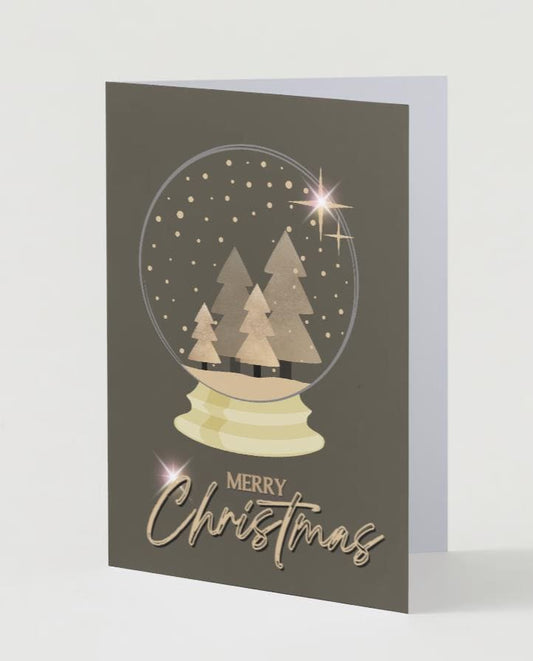 Merry Christmas Snow Globe Greeting Card | PRINTABLE | DIGITAL DOWNLOAD