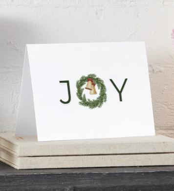Joy Wreath | Christmas Greeting Card | Minimalist Printable Holiday Card | Festive Digital Download