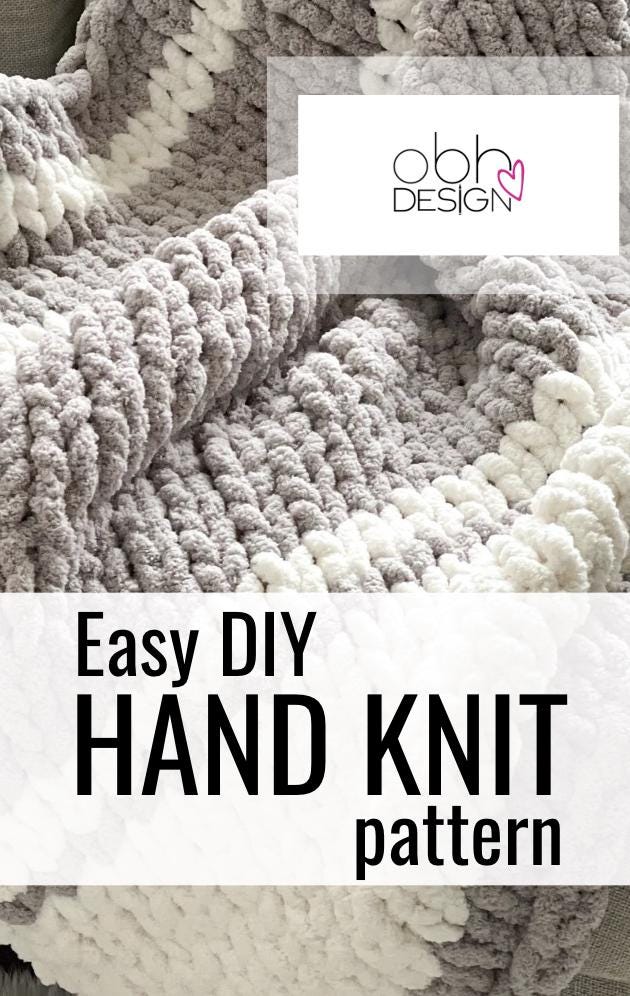 Chunky Chenille Blanket Finger Knitting Pattern: Easy DIY Throw (PDF Pattern)