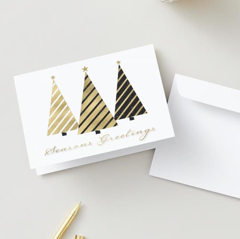 Modern Gold Christmas Card – Seasons Greetings Printable (5x7" Digital Download)
