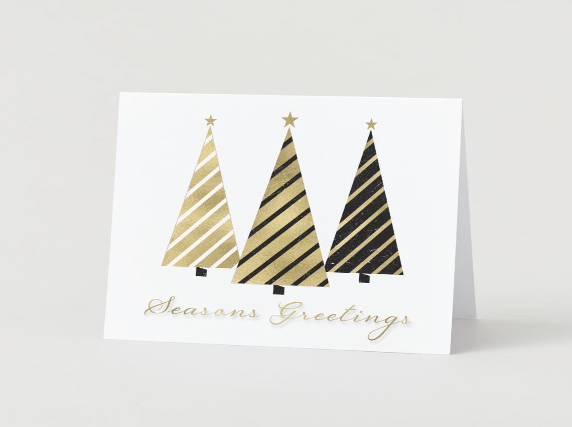 Modern Gold Christmas Card – Seasons Greetings Printable (5x7" Digital Download)