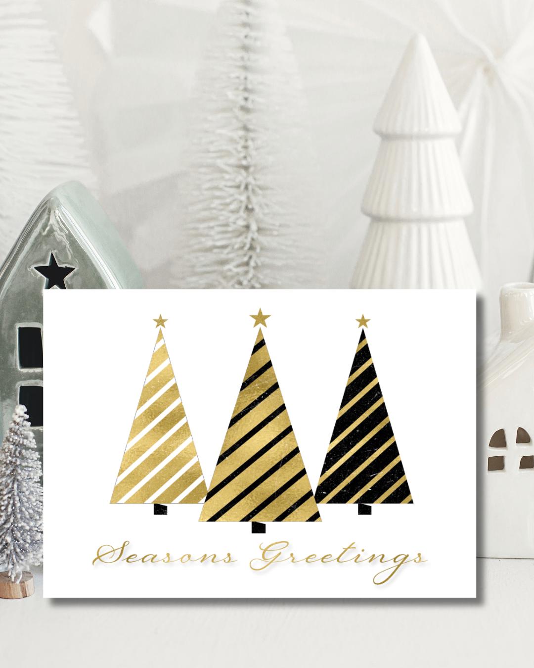 Modern Gold Christmas Card – Seasons Greetings Printable (5x7" Digital Download)