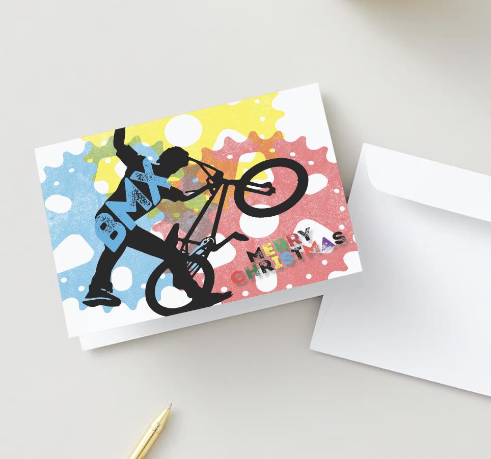 Digital Download Merry Christmas BMX Card | BMX-Themed Holiday Printable Greeting Card