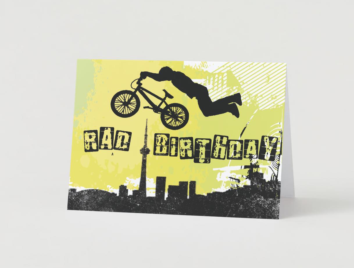 Digital Download BMX Birthday Card: Rad Bike Stunt Design (PDF)