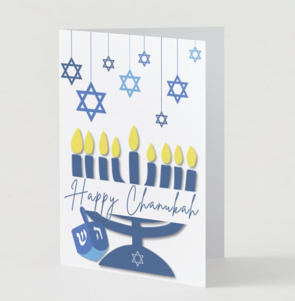 Happy Hanukkah Card | Menorah Printable Jewish Holiday (PDF)