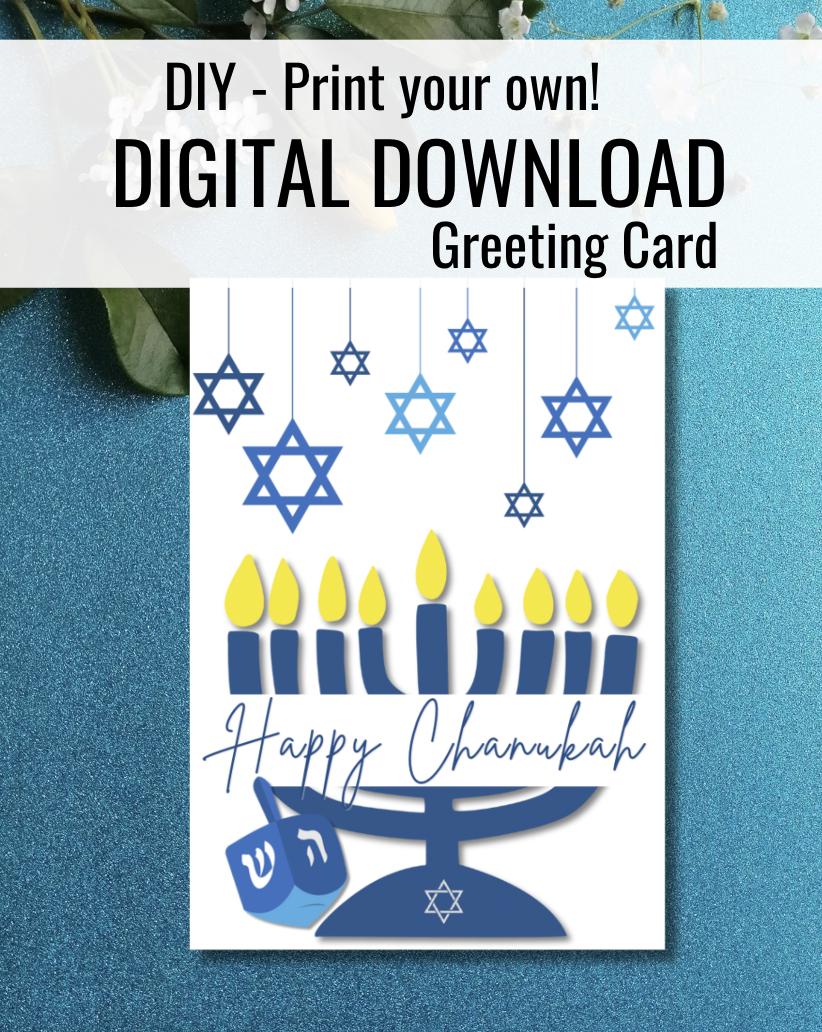 Happy Hanukkah Card | Menorah Printable Jewish Holiday (PDF)