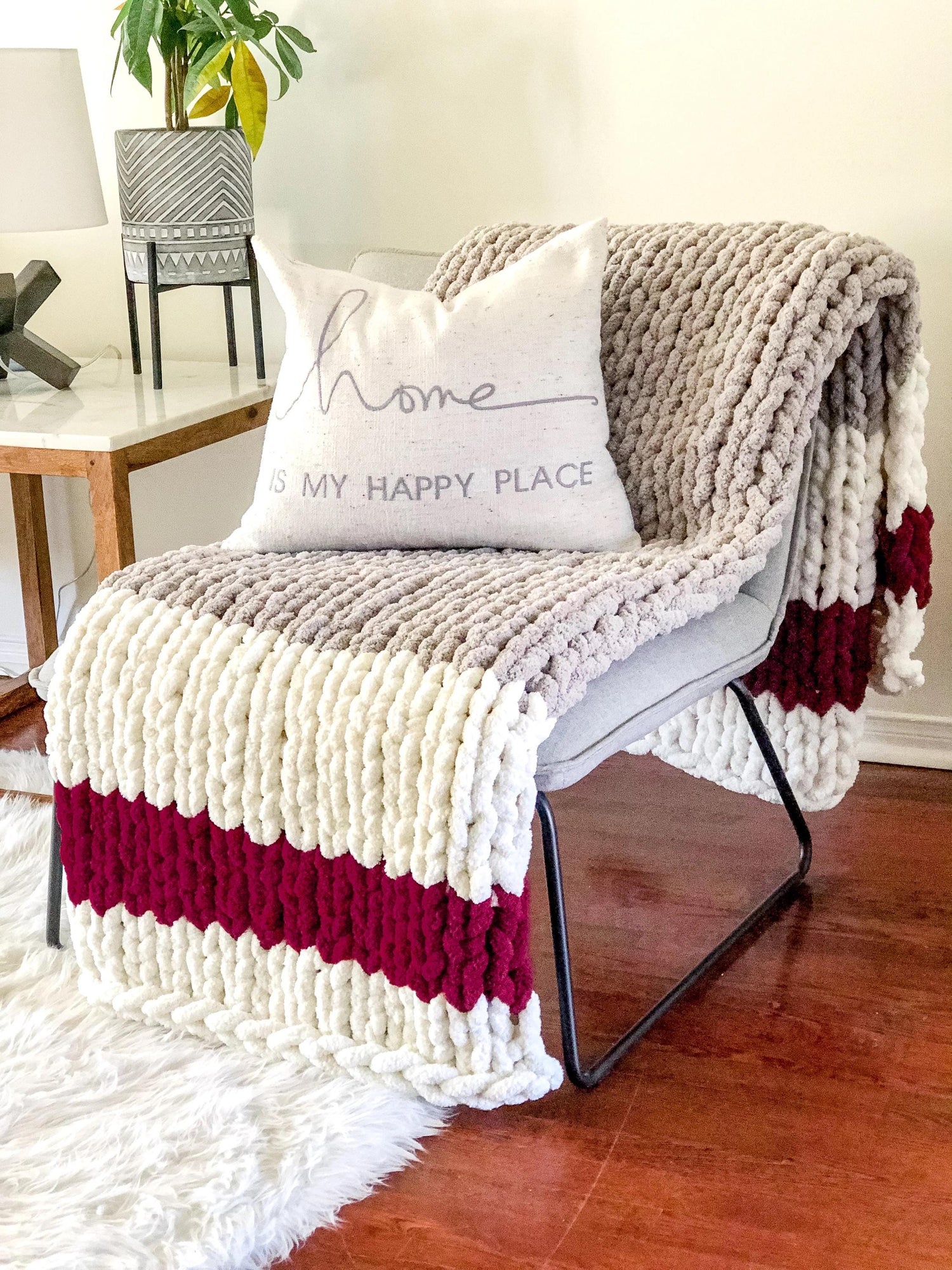 Chunky Chenille Finger Knit Blanket Pattern: Beginner DIY Throw (PDF Pattern)