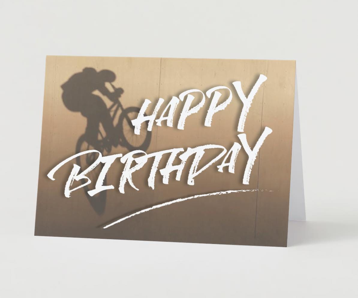 Digital Download BMX Rider Birthday Card: Printable Greeting Card (PDF)