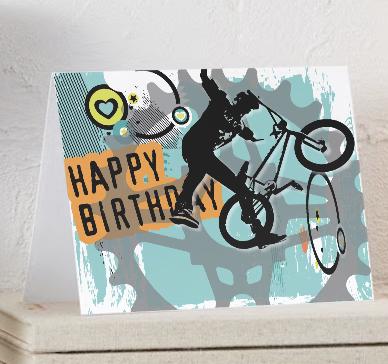 Digital Download BMX Birthday Card: Sprocket Design (PDF Printable)