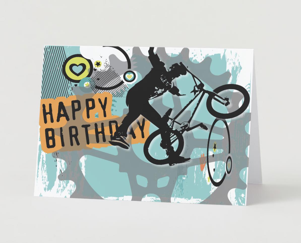 Digital Download BMX Birthday Card: Sprocket Design (PDF Printable)
