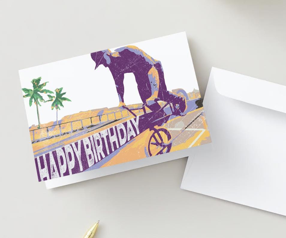 Digital Download - BMX Birthday Card: Palm Tree Design (PDF)
