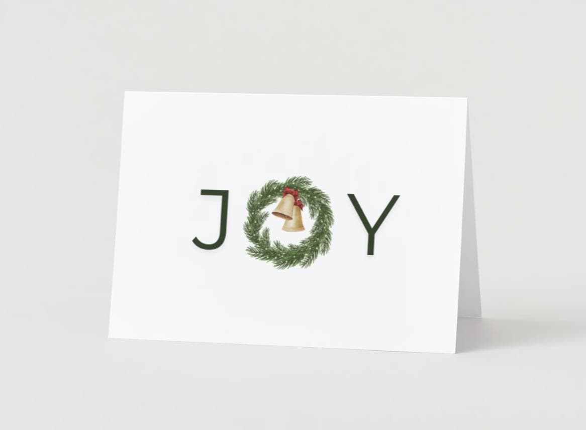 Joy Wreath | Christmas Greeting Card | Minimalist Printable Holiday Card | Festive Digital Download