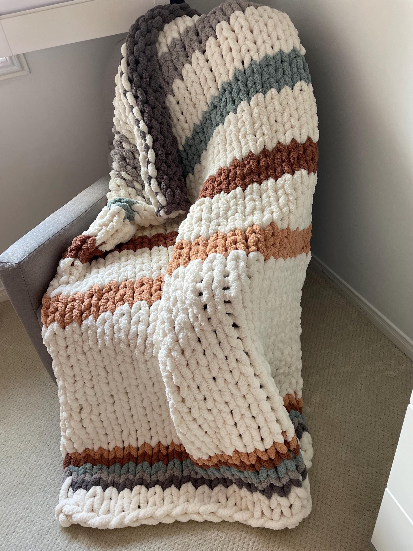 Chunky Chenille Blanket Finger Knitting Pattern: Easy DIY Throw (PDF Pattern)