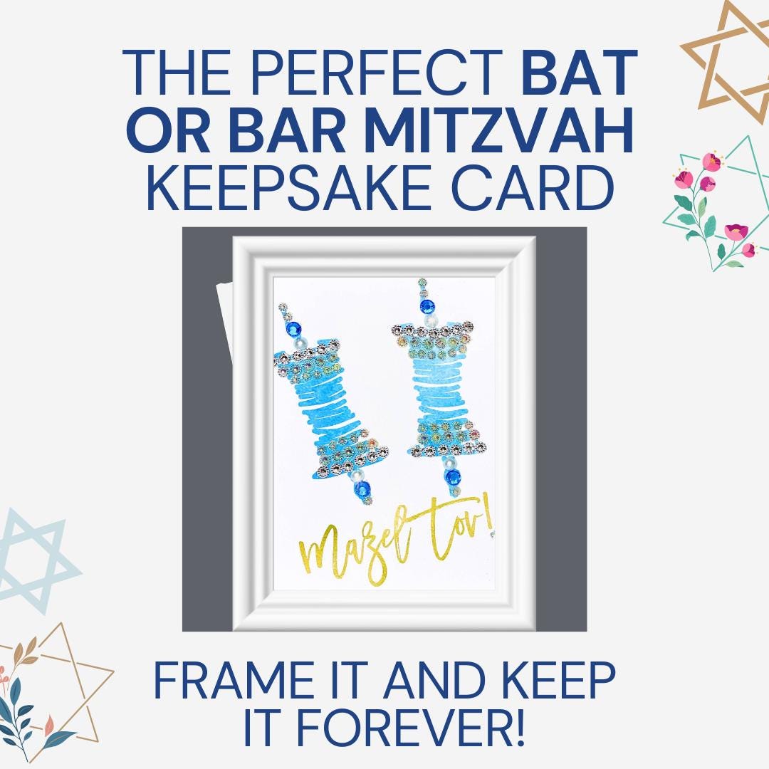 Blue Torah Scroll Greeting Card for a Bar Mitzvah