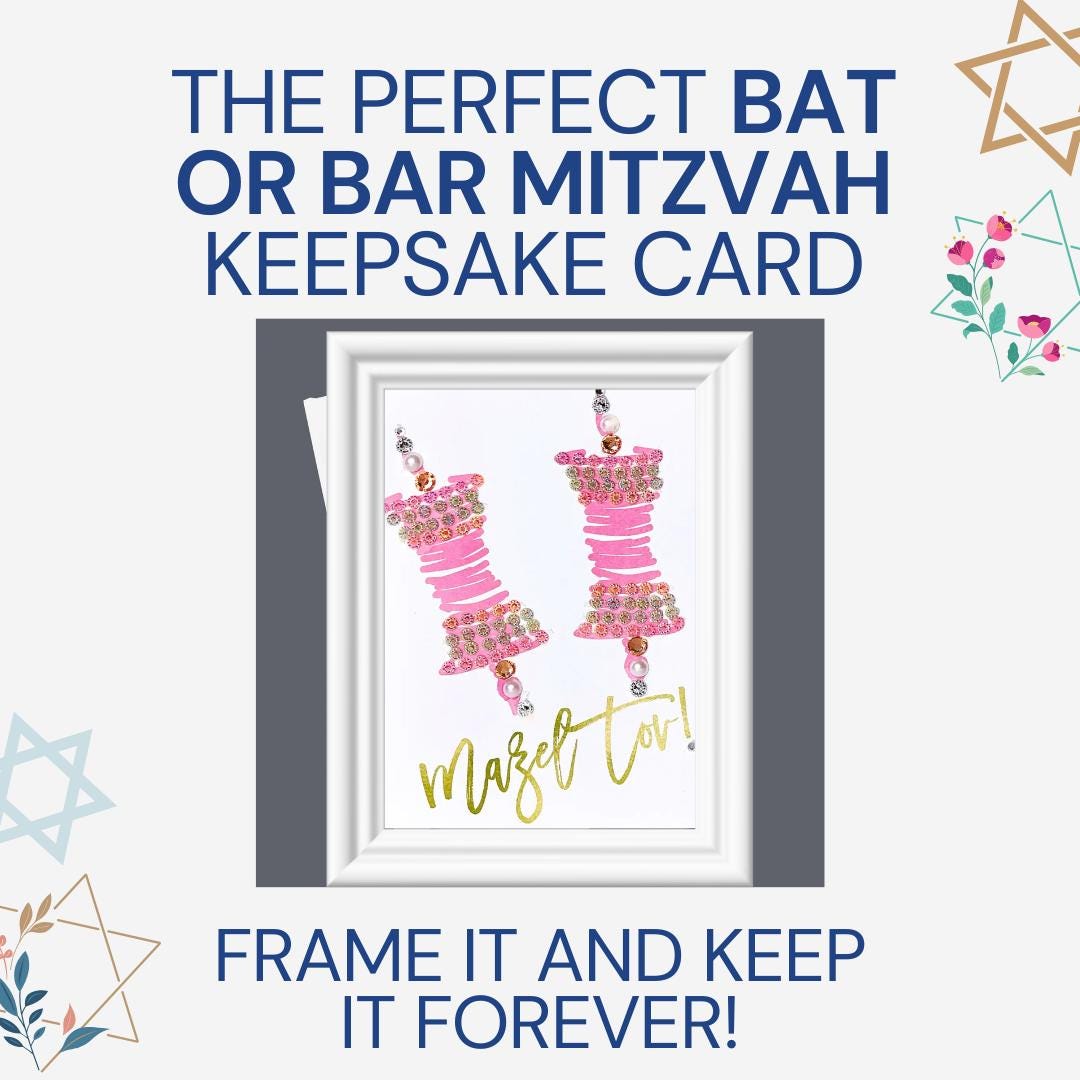 Pink Torah Scroll Greeting Card for a Bat Mitzvah