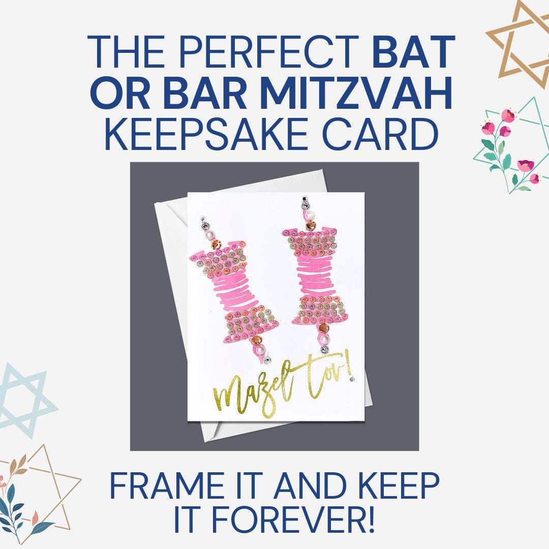 Pink Torah Scroll Greeting Card for a Bat Mitzvah