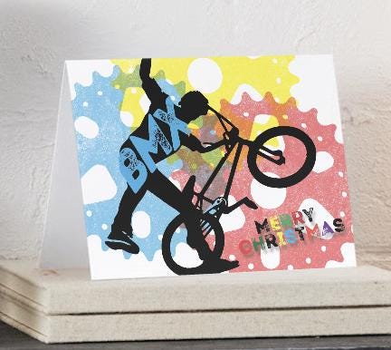 Digital Download Merry Christmas BMX Card | BMX-Themed Holiday Printable Greeting Card