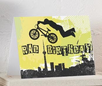 Digital Download BMX Birthday Card: Rad Bike Stunt Design (PDF)