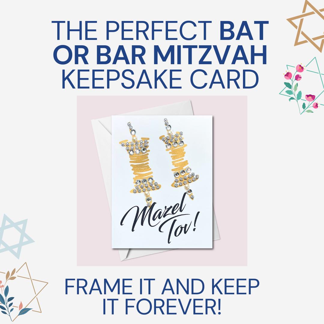 Handmade Embellished "Mazel Tov" Card: Bar/Bat Mitzvah, Milestone