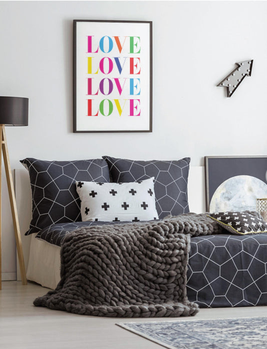 LOVE Rainbow Typography Print, Modern Wall Art (Digital Download)