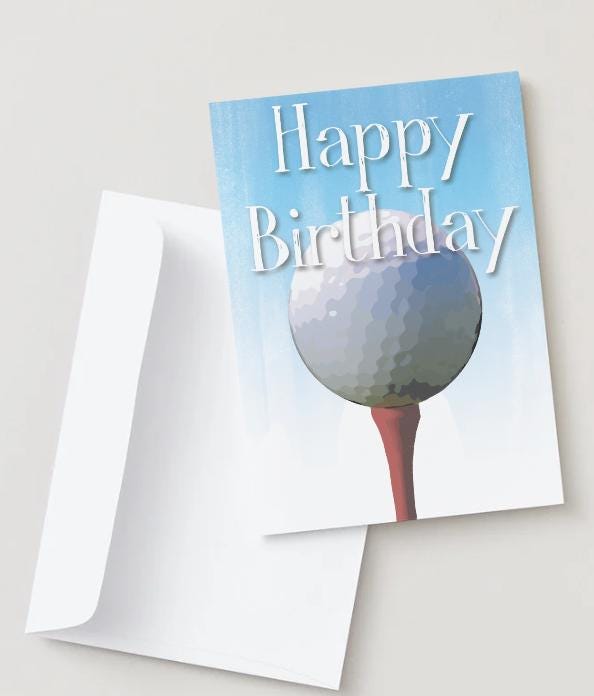 Golf Birthday Card: Printable Golf Ball Design (PDF)