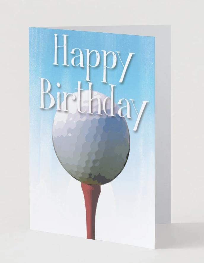 Golf Birthday Card: Printable Golf Ball Design (PDF)