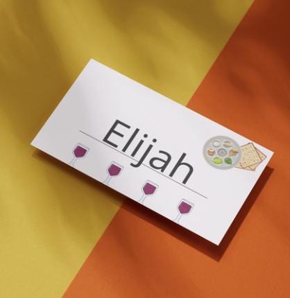 Customizable 4 Cups of Wine Passover Place Cards | Editable Seder Table Name Cards | Instant Download | Canva Template for Pe