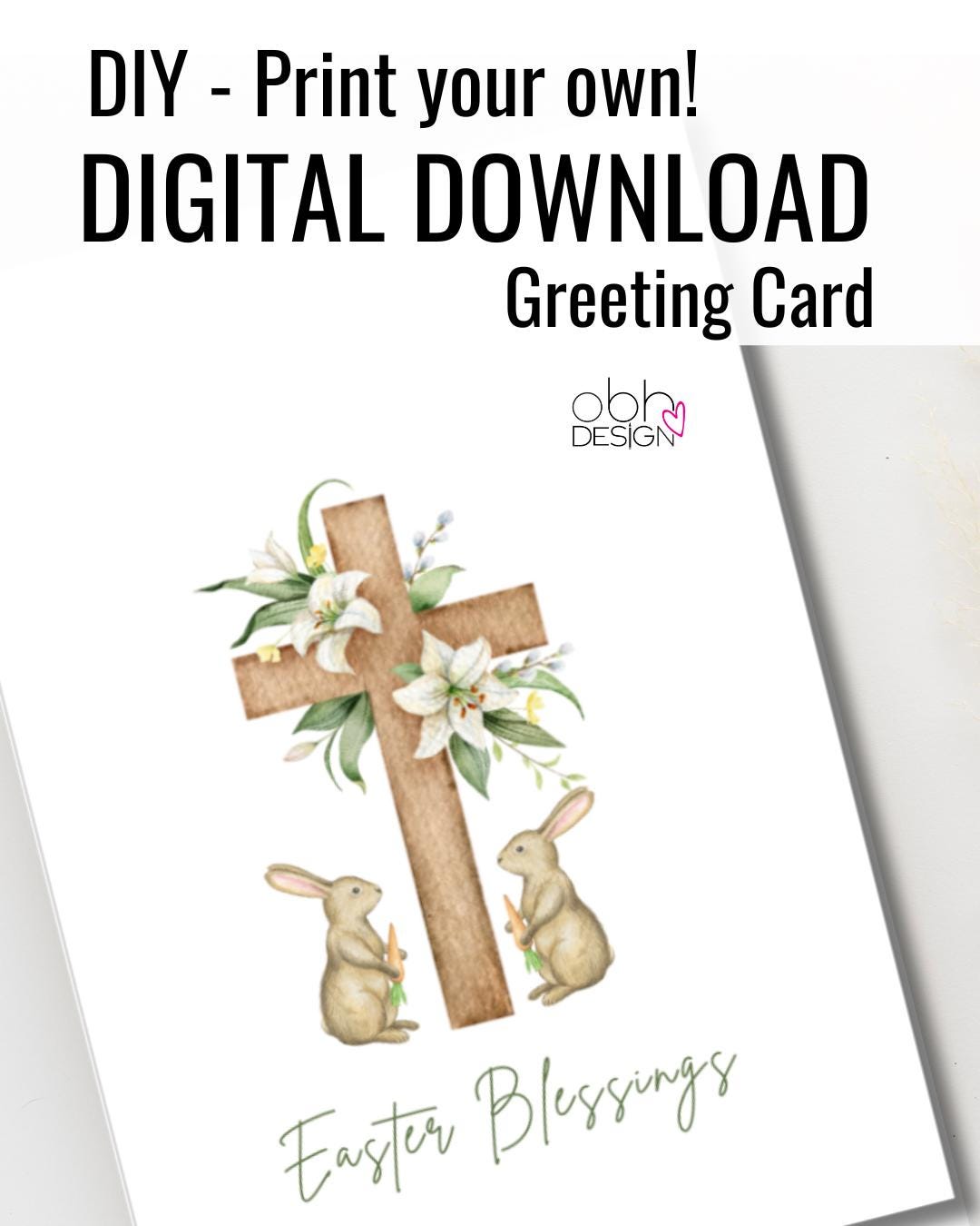 Easter Blessings Digital Greeting Card - Printable Card