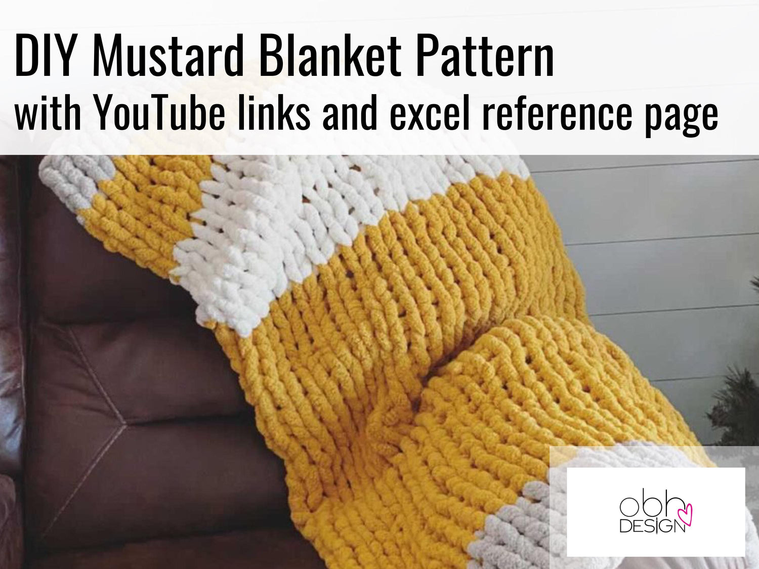 Chunky Chenille Blanket Finger Knitting Pattern, Color Block Throw (PDF Pattern)